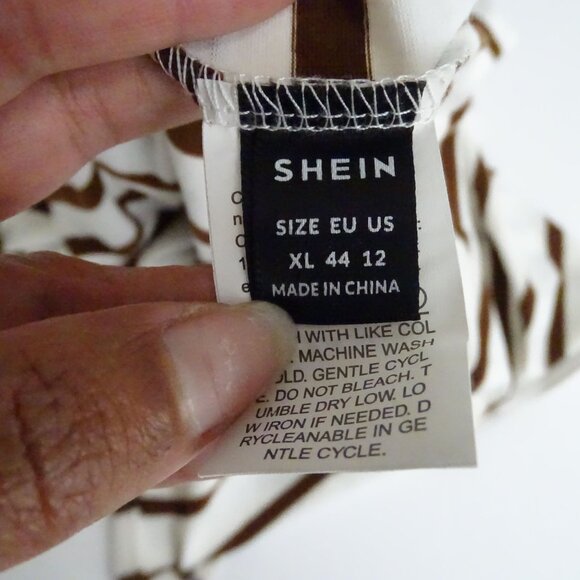 Shein Striped Cream Brown Pullover Sheath Dress Women Size XL 12 Sleeveless - Picture 6 of 11